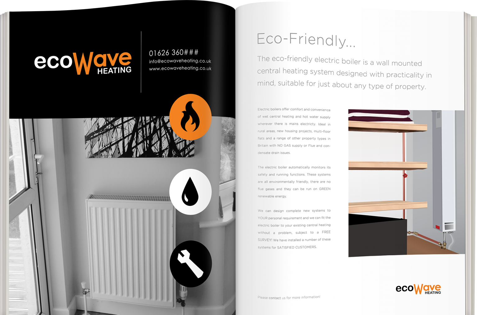 ecoWave Heating double page spread in a magazine