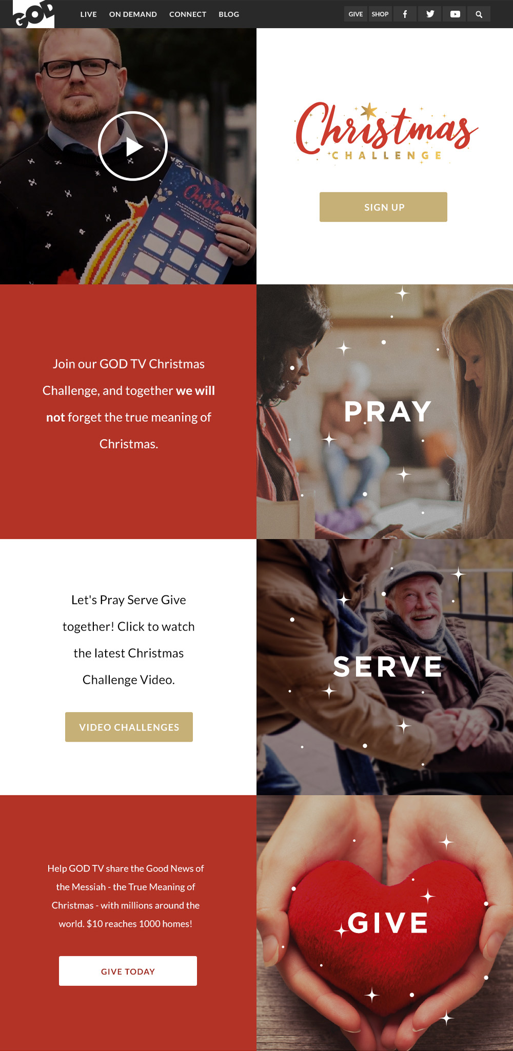 Christmas Challenge website homepage