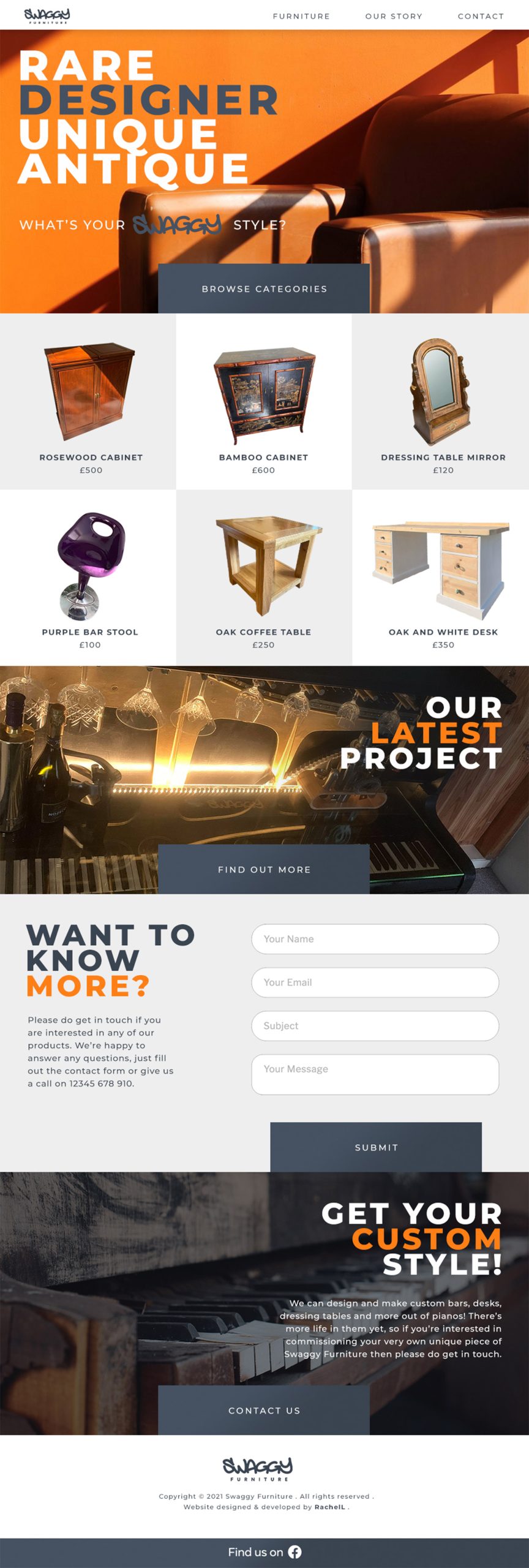 Swaggy Furniture website homepage